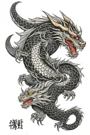 Dragon and wolf tattoo design idea