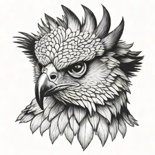 harpy eagle head tattoo design idea