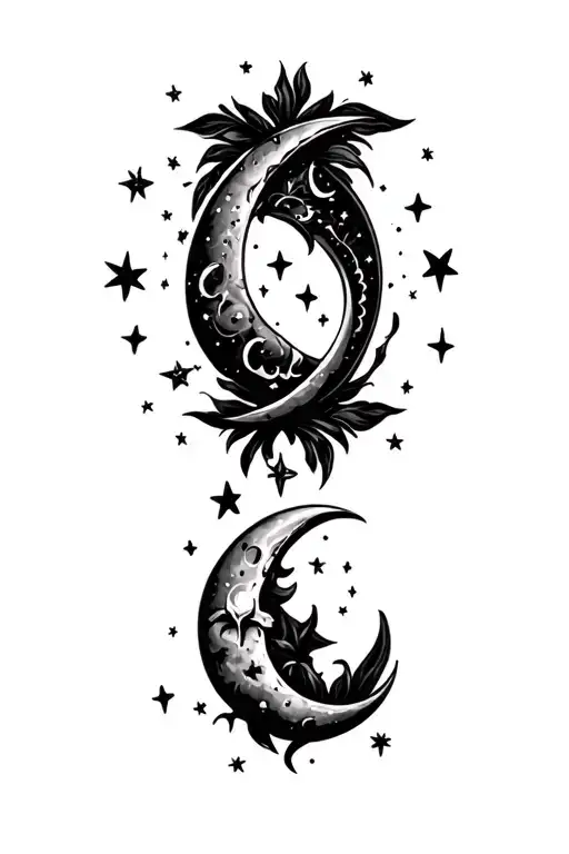 "Xoxo" xoxo with moon and stars tattoo design idea