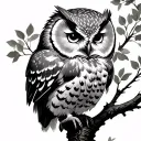 Aspen Tree with owl perched on a branch tattoo design idea