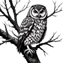Aspen Tree with owl perched on a branch tattoo design idea