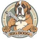 big dog tattoo shop logo, a person with st Bernard head holding a tattoo machine  tattoo design idea