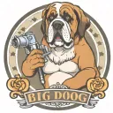 big dog tattoo shop logo, a person with st Bernard head holding a tattoo machine  tattoo design idea
