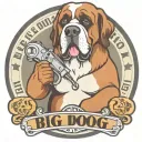 big dog tattoo shop logo, a person with st Bernard head holding a tattoo machine  tattoo design idea