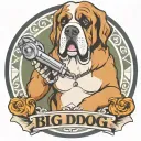 big dog tattoo shop logo, a person with st Bernard head holding a tattoo machine  tattoo design idea