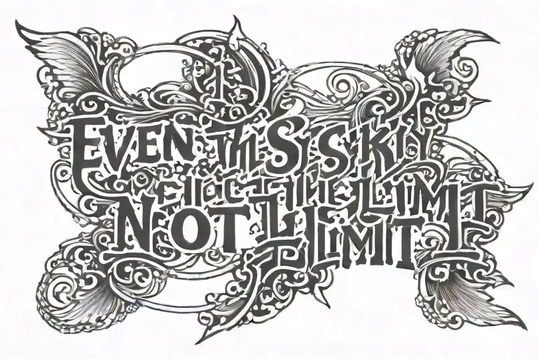 text "even the sky is not the limit" tattoo design idea
