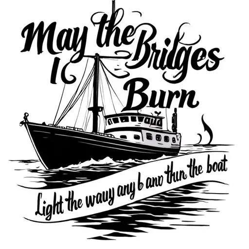 a strong and meaningful tattoo and add the quote may the bridges i burn light the way and burn the boat quote  tattoo design idea