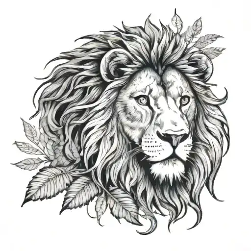 Kiwi or fern, and a lion (like macedoian or english) minimal tattoo design idea