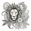 Kiwi or fern, and a lion (like macedoian or english) minimal tattoo design idea