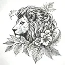 Kiwi or fern, and a lion (like macedoian or english) minimal tattoo design idea