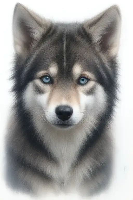 cherokee wolf puppy blue eyes anime tattoo design idea
