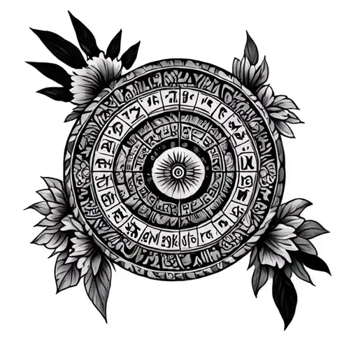 Mexican tattoo realistic aztec calendar and Aztec gods tattoo design idea