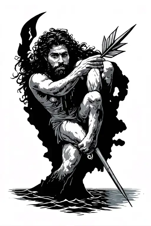 Allegory of the Cave Diving Arrow Pointer tattoo design idea