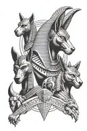 Egyptian styled, includes the words, mum, dad and brother in Egyptian writing. I clides anubis tattoo design idea