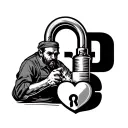 "DAD" man welding with heart shaped lock tattoo design idea