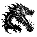 dragon breathing fire stencil tattoo design idea