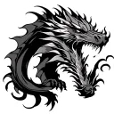 dragon breathing fire stencil tattoo design idea