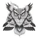 white owl with wings spread tattoo design idea