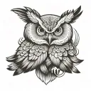white owl with wings spread tattoo design idea