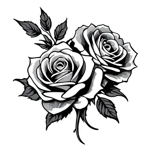 tribal and two roses tattoo design idea