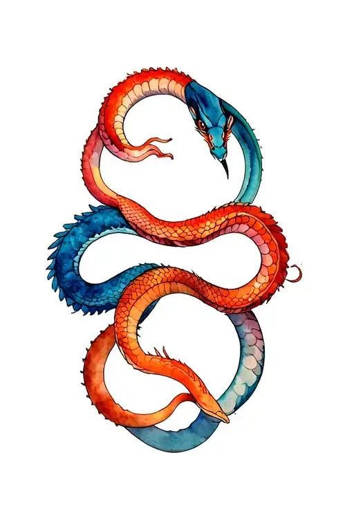 5 chinese snakes in the circle replaced with Year tattoo design idea