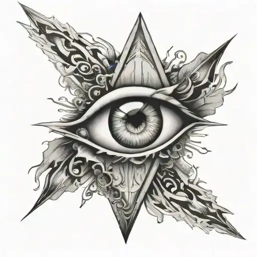 esotericism eye around the rays of light tattoo design idea