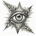 esotericism eye around the rays of light tattoo design idea