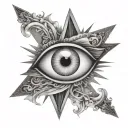 esotericism eye around the rays of light tattoo design idea