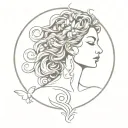 healing symbols incorporated into subtle medusa goddess with butterfly and moon tattoo design idea