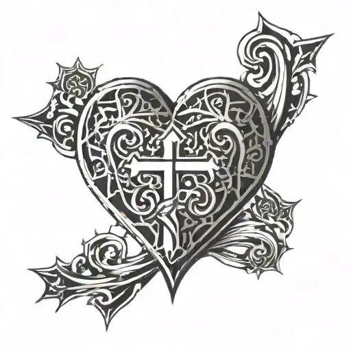 heart, catholic tattoo design idea