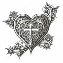 heart, catholic tattoo design idea