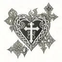 heart, catholic tattoo design idea