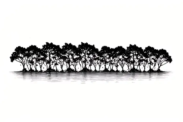 red mangroves in a row tattoo design idea