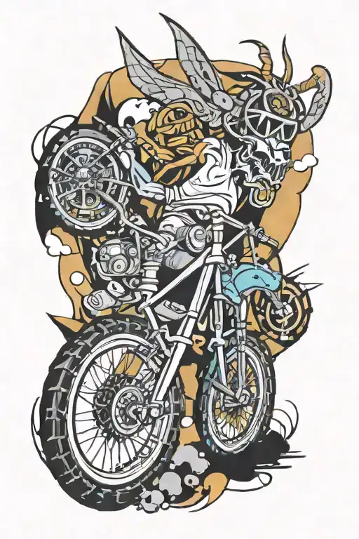 mtb and rock music tattoo design idea