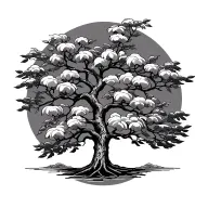 Willow Tree simple line drawing tattoo design idea