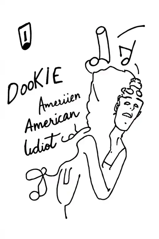 reference to Green Day's Dookie and american idiot albums. music themed tattoo design idea