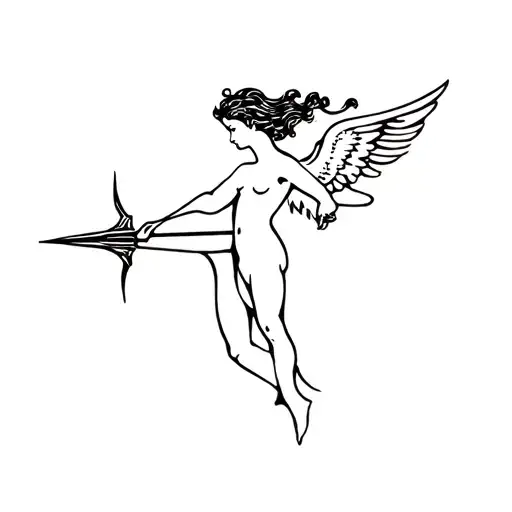 cupid shooting arrow tattoo design idea