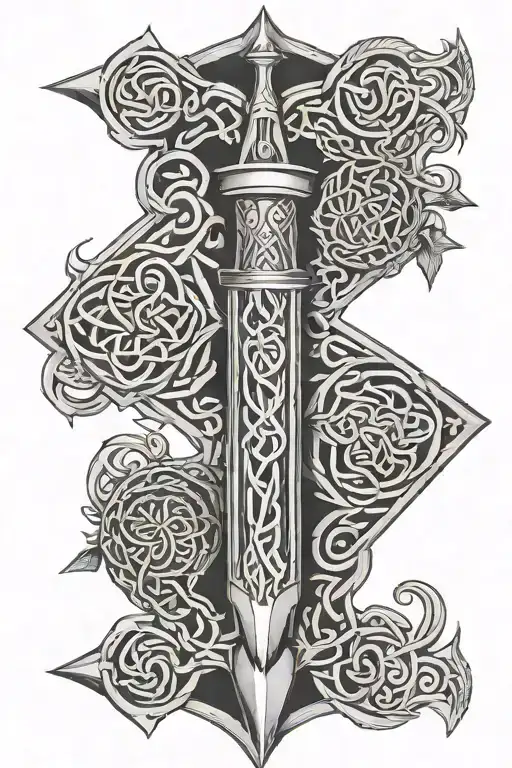 celtic arrow quiver with names incorporated tattoo design idea