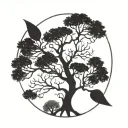 black and white bare tree tattoo design idea