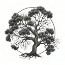 black and white bare tree tattoo design idea