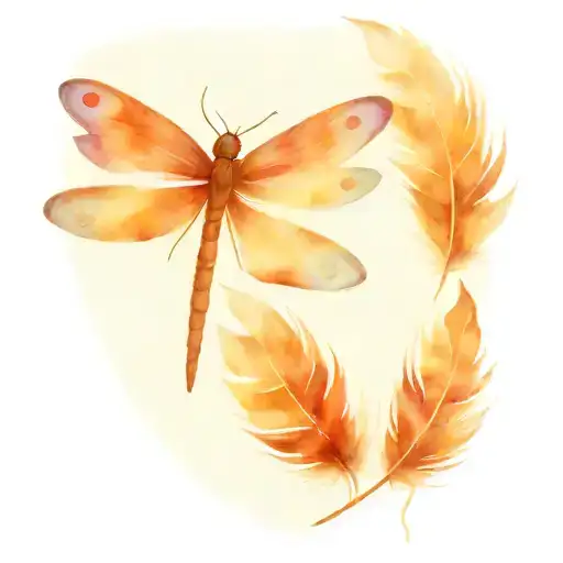 Feather Dragonfly Butterfly tattoo design idea
