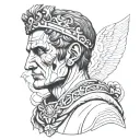 Julius Caesar with lion eyes looking tattoo design idea