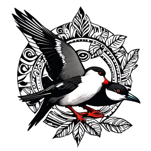 fiji petrel and red footed bobby with a south pacific fiji tribal design tattoo design idea