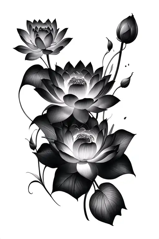 lotus flowers surrounding tattoo design idea