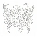 Create tattoo with letters "maa" and "papa" can also merze these letters to make esthetic and simple tattoo design idea