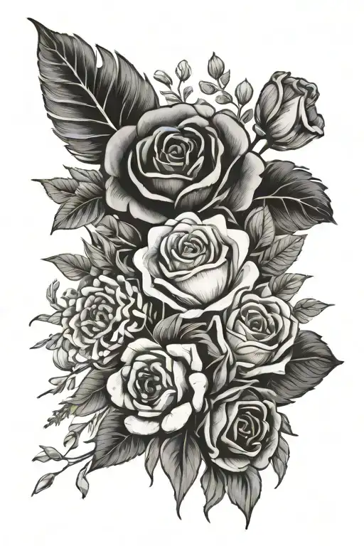 Flower bouquet you never walk alone tattoo design idea