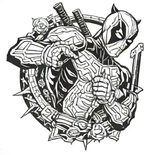 Deadpool fighting the Punisher tattoo design idea