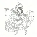 woman dances with the devil tattoo design idea