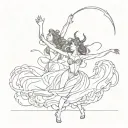 woman dances with the devil tattoo design idea
