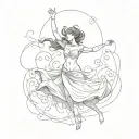 woman dances with the devil tattoo design idea